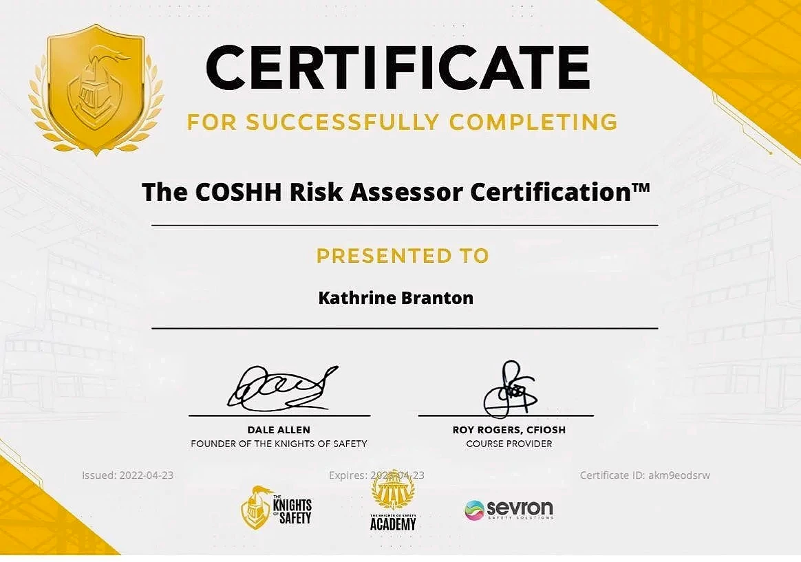 coshh risk assessor certificate coshh risk assessor certificate