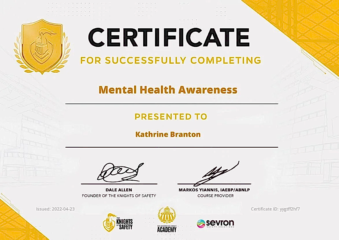 mental health awareness certificate mental health awareness certificate